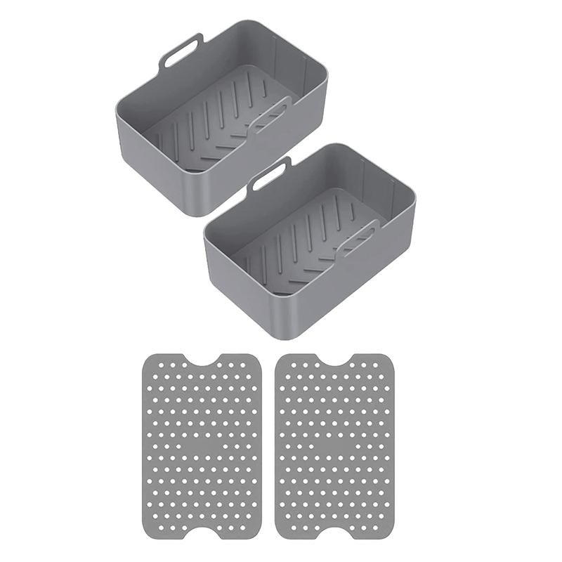 4 PCS Silicone Pot Set for Dual  Non Stick Silicone Basket for Grey