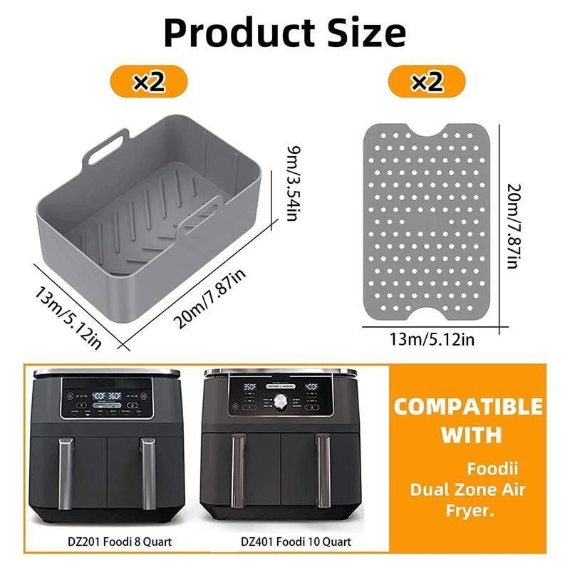4 PCS Silicone Pot Set for Dual  Non Stick Silicone Basket for Grey