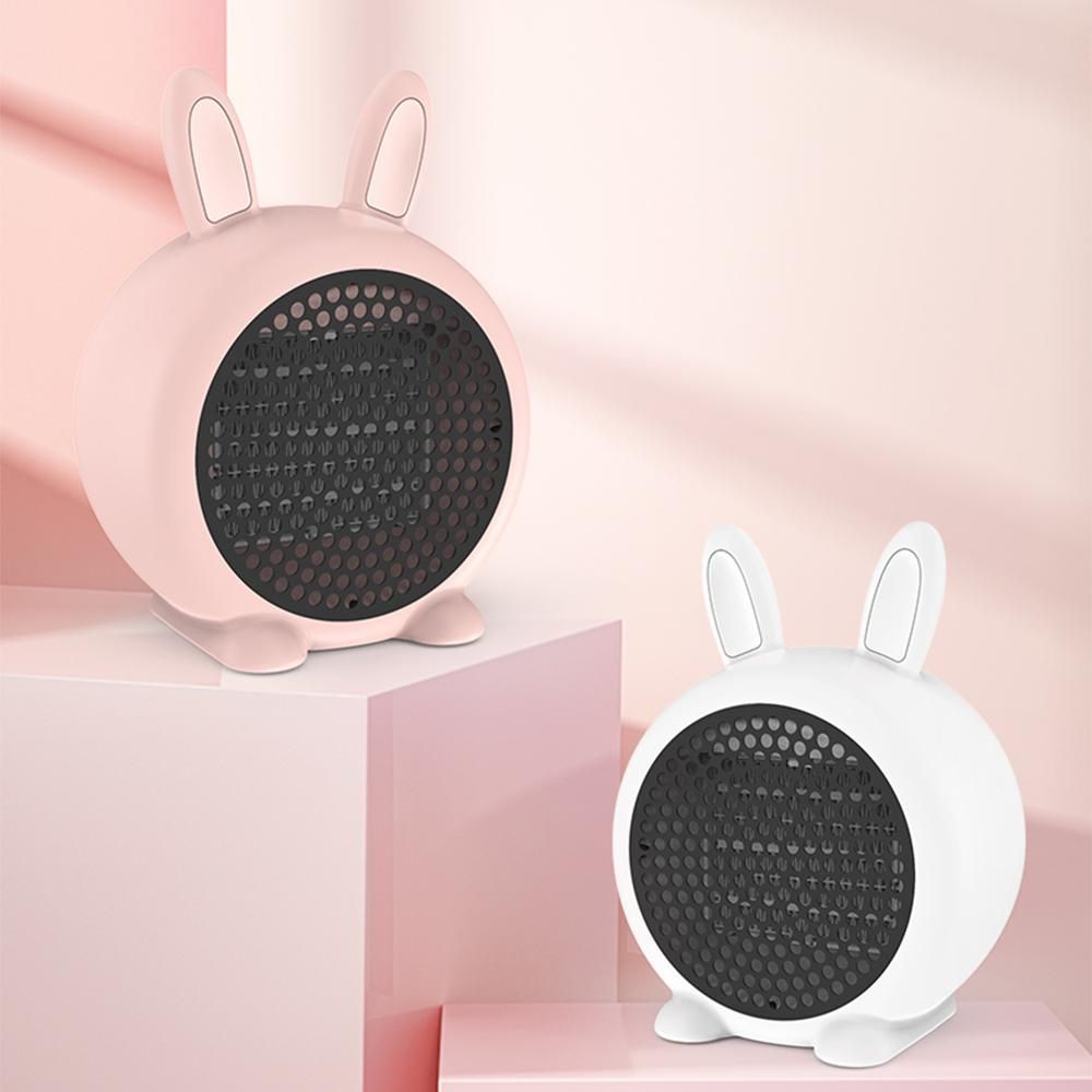 Mini Rabbit Design Small Portable 800W Electric Space Heater Tip-Over Switch and Overheat Protection Sensor Low High Grade Usded in  Room Office Working Desk  Kitchen  Den White UK