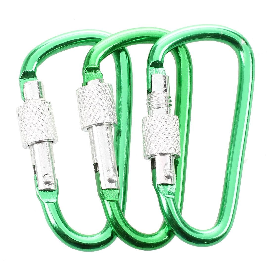 3 Pcs 5cm Length Loaded Gate Aluminum Alloy Locking Carabine