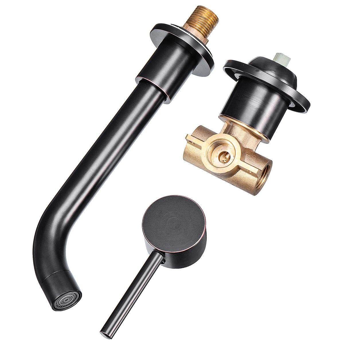 Brass Basin Faucet Wall Mounted Mixer Tap Faucet Matte Black