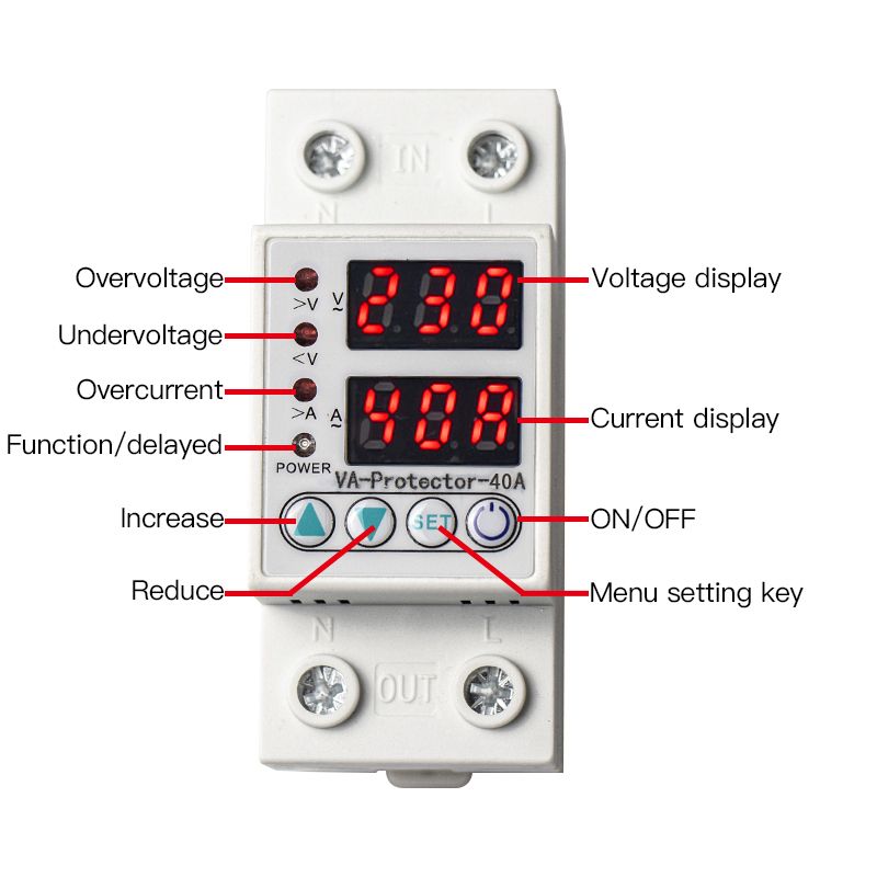 Home Usage Dual LED Display 40A 63A Din Rail 230V