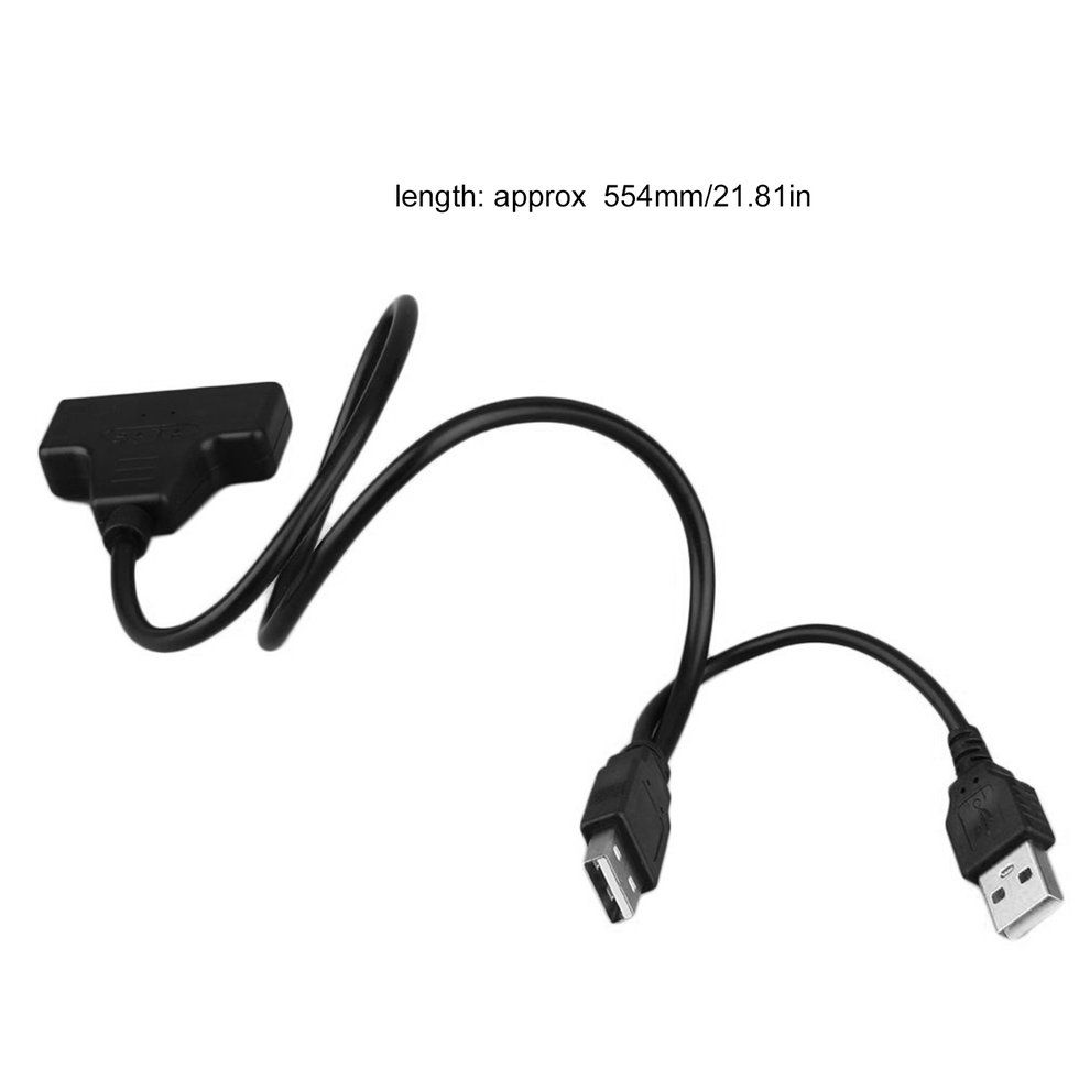 USB 2.0 Male To   7+15P 22 Pin  Able Adapter For 2.5" SSD/Hard Disk Drive-Black