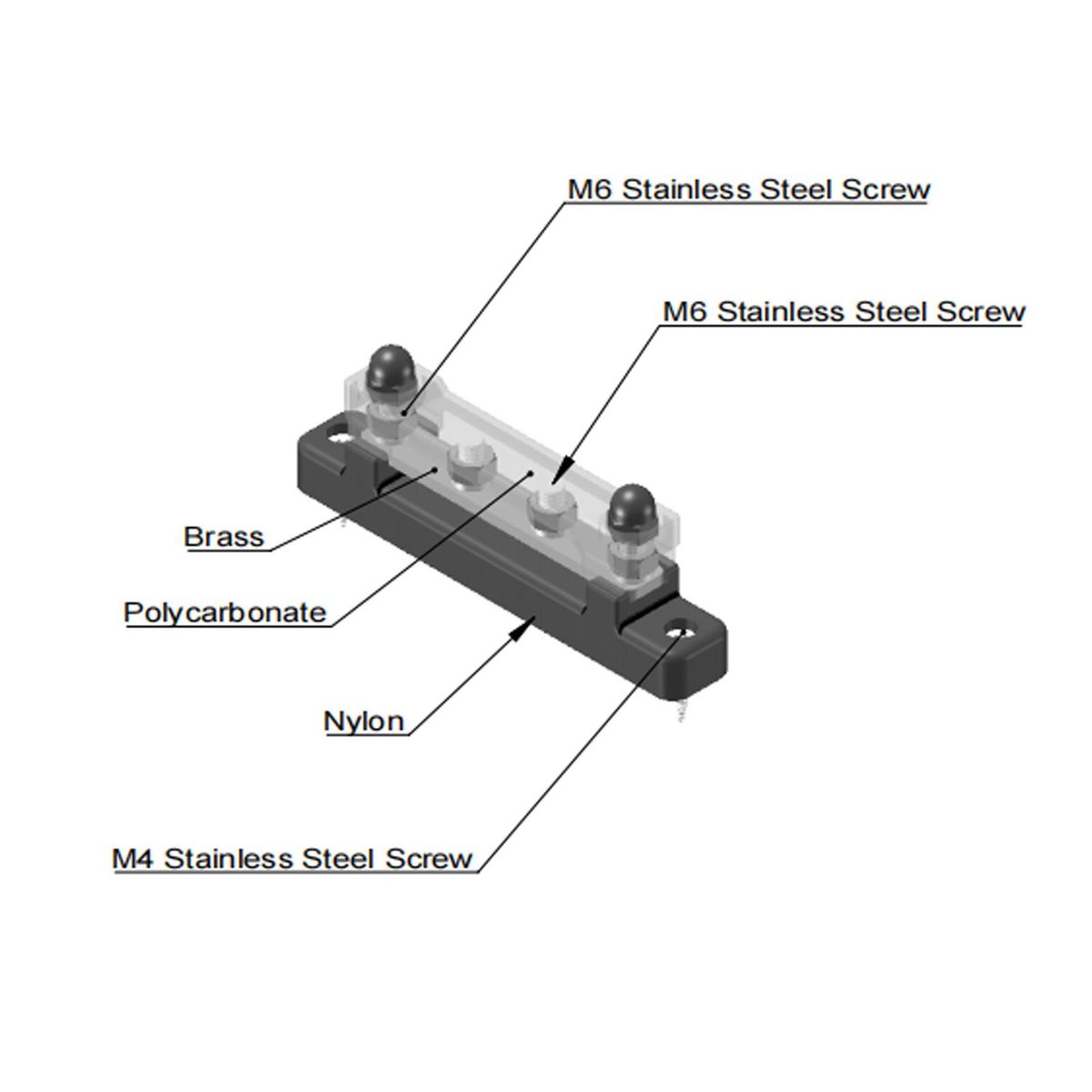Bus Bar M6*4 Single-row Nylon Base BusBar Block with Cover Ground Power Distribution Red+Black 2 Pcs 8 Terminals Included for Car Boat Marine Caravan RV