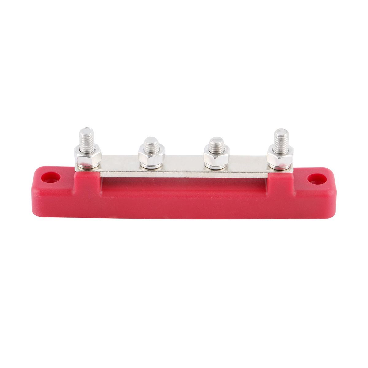Bus Bar M6*4 Single-row Nylon Base BusBar Block with Cover Ground Power Distribution Red+Black 2 Pcs 8 Terminals Included for Car Boat Marine Caravan RV