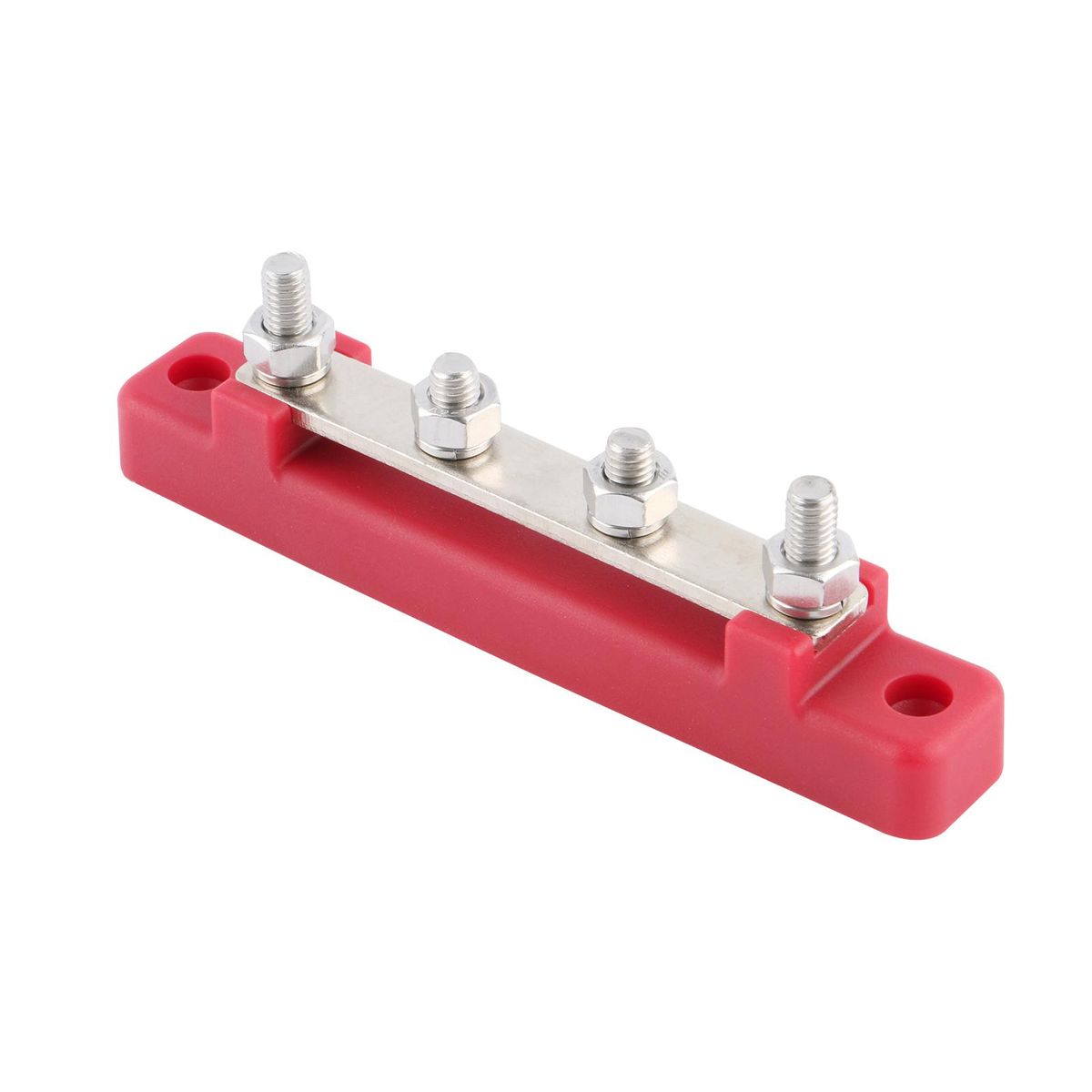 Bus Bar M6*4 Single-row Nylon Base BusBar Block with Cover Ground Power Distribution Red+Black 2 Pcs 8 Terminals Included for Car Boat Marine Caravan RV