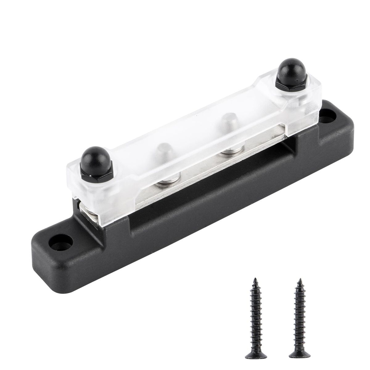 Bus Bar M6*4 Single-row Nylon Base BusBar Block with Cover Ground Power Distribution Red+Black 2 Pcs 8 Terminals Included for Car Boat Marine Caravan RV