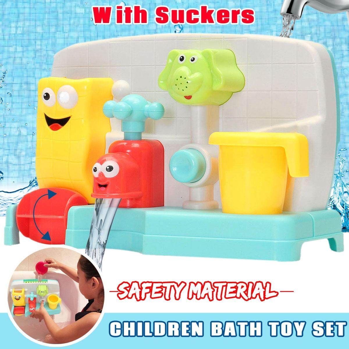 Newborn Baby Kids Bath Toys Set Water Taps Buttressed Spout Spray Shower Play