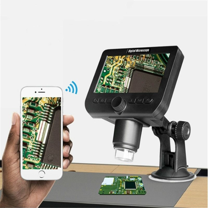 Handheld Digital Microscope 1000 Times Electronic Magnifying Glass WiFi With Screen Integrated Microscope ﾣﾨBlackﾣﾩ