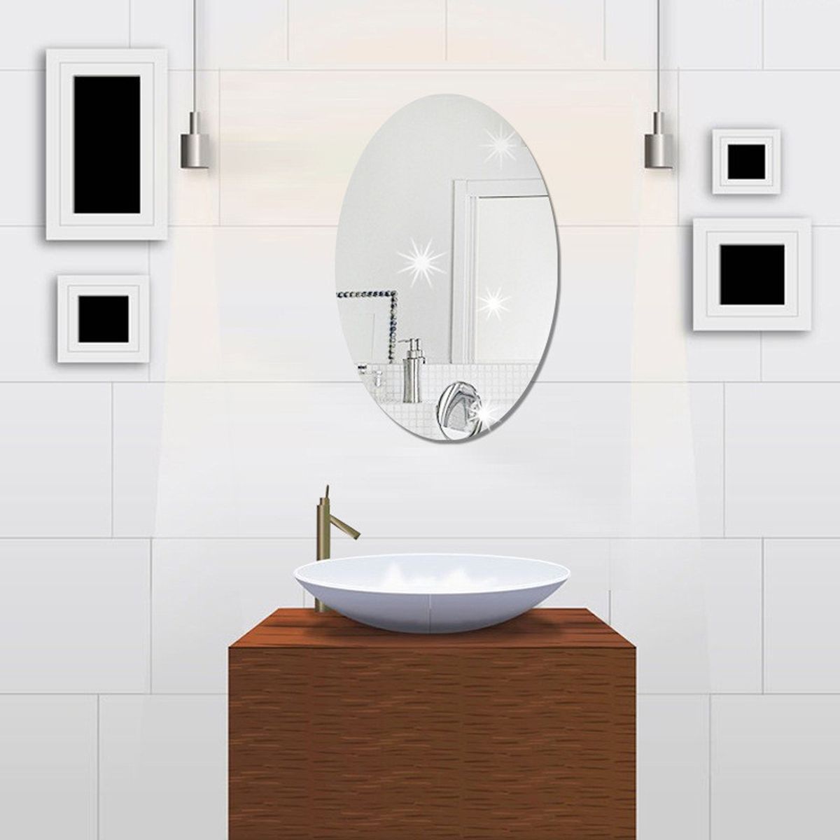 Mirror Wall Sticker Oval-shape Decorative Mirror Removable