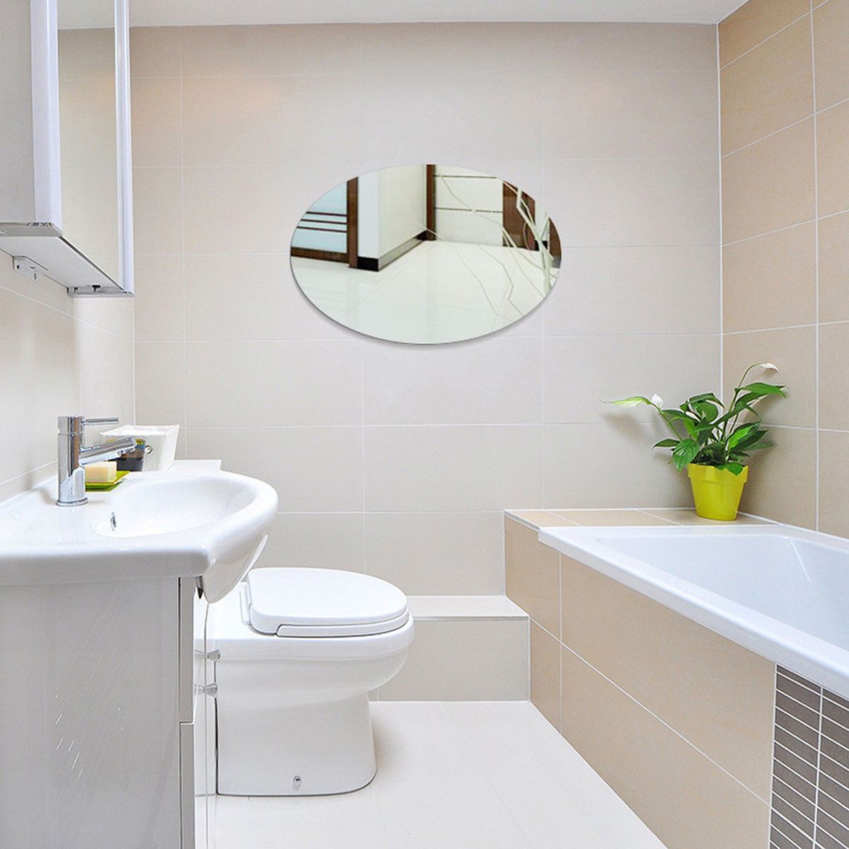 Mirror Wall Sticker Oval-shape Decorative Mirror Removable