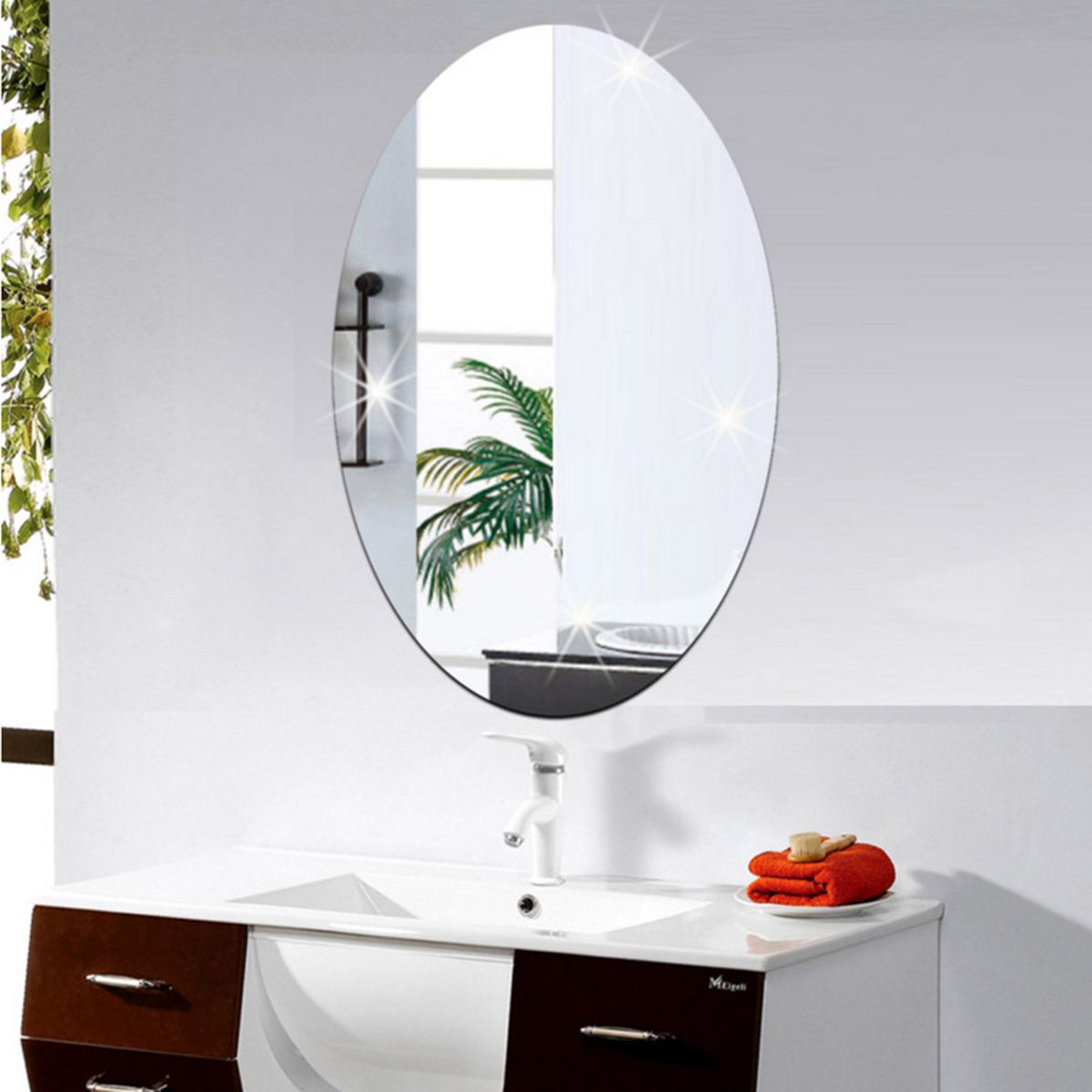 Mirror Wall Sticker Oval-shape Decorative Mirror Removable