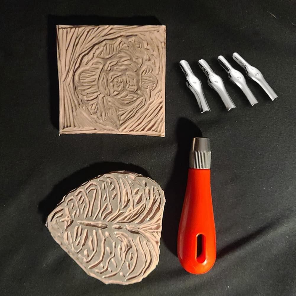 Linoleum Cutter Set, 2 Sets Craft Lino Cutters with 6 Assorted Blades for Lino Cutting and Crafting, Carvings, DIY Craft