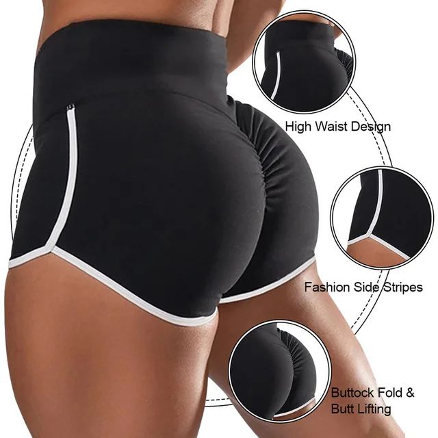 Women Gym High Waist Elastic Workout Short Stretch Yoga Black