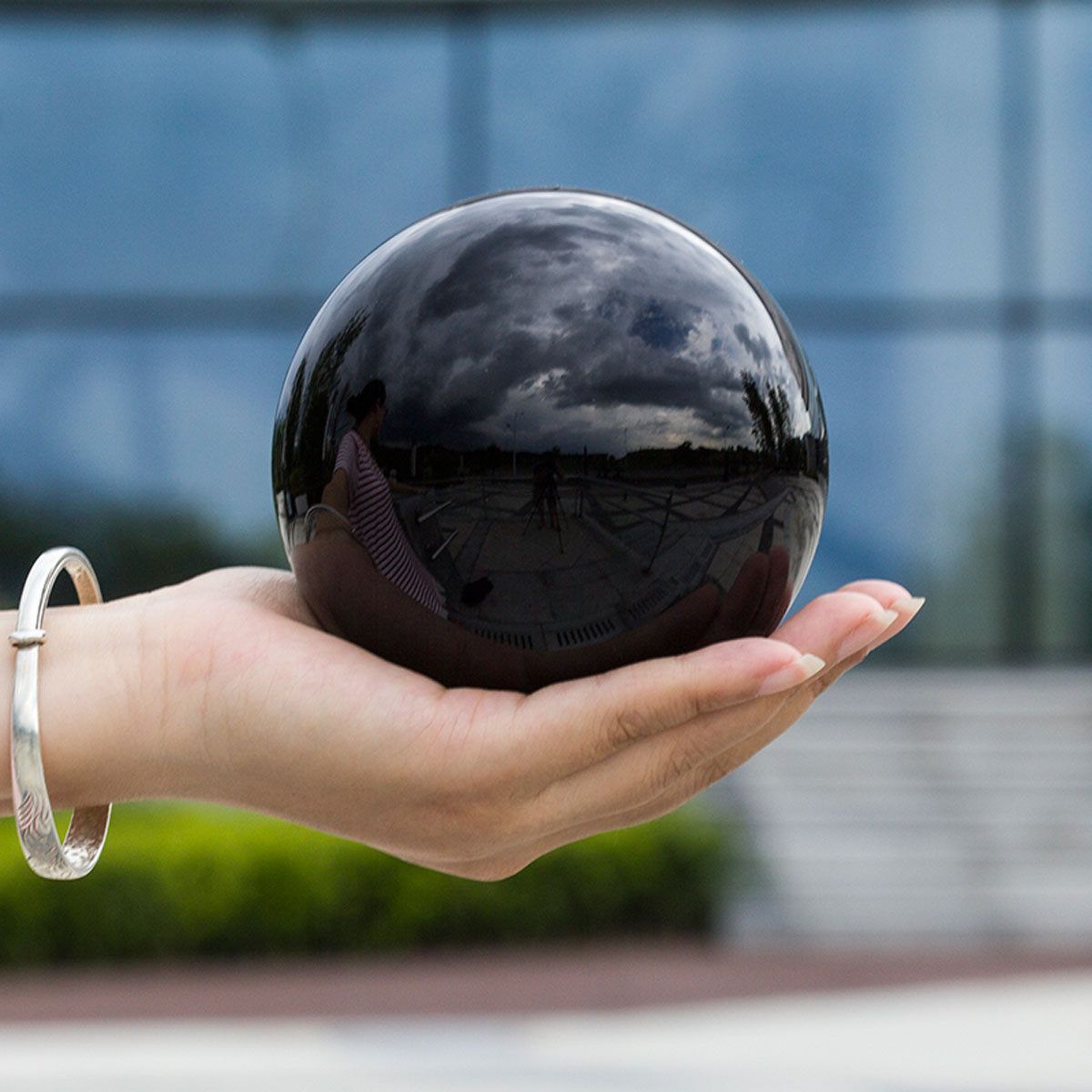 80mm Natural Black Obsidian Sphere Large Healing Crystal Ball With Wooden Stand