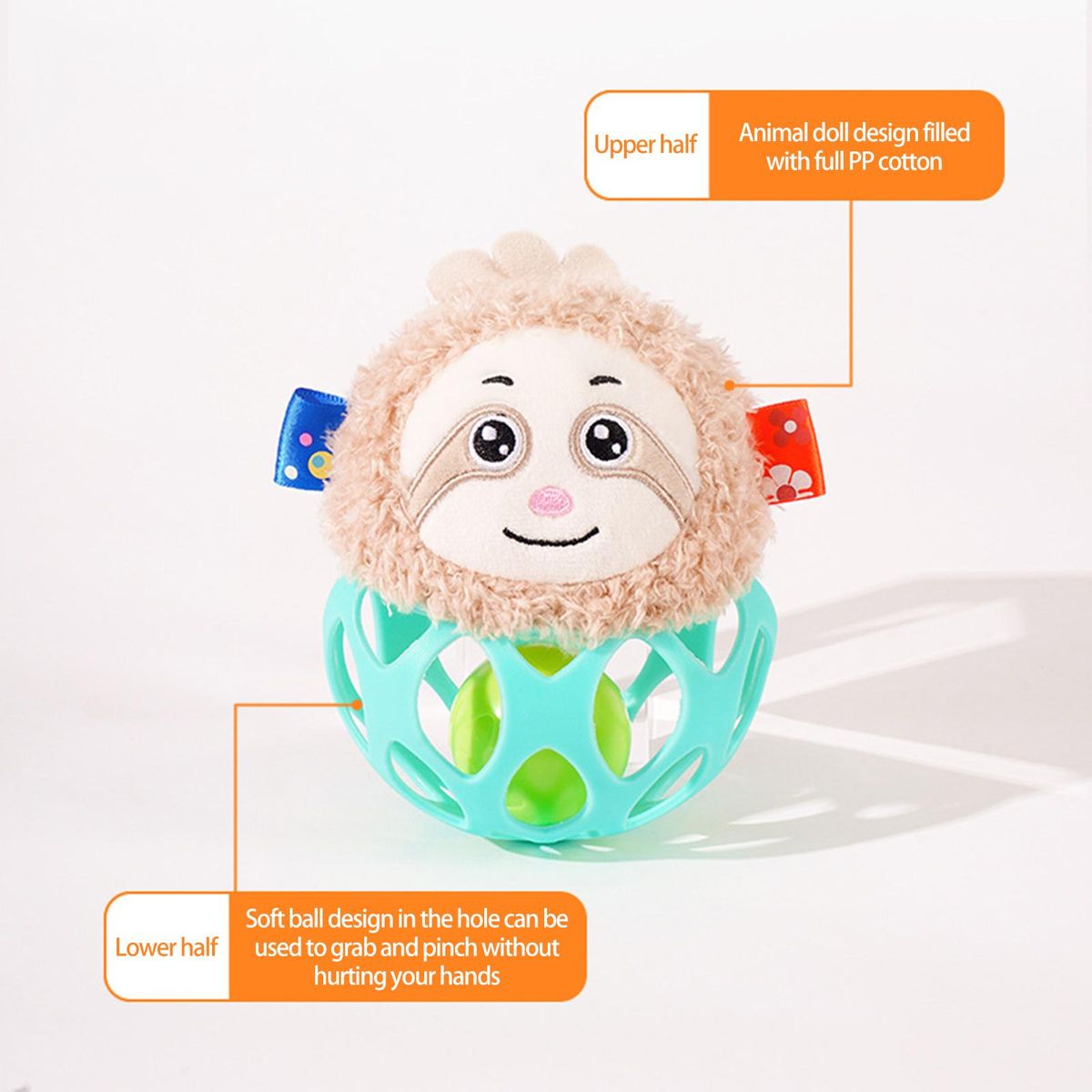 Animal Ball Toy Children Catch Ball Soft Grasping Toy Green