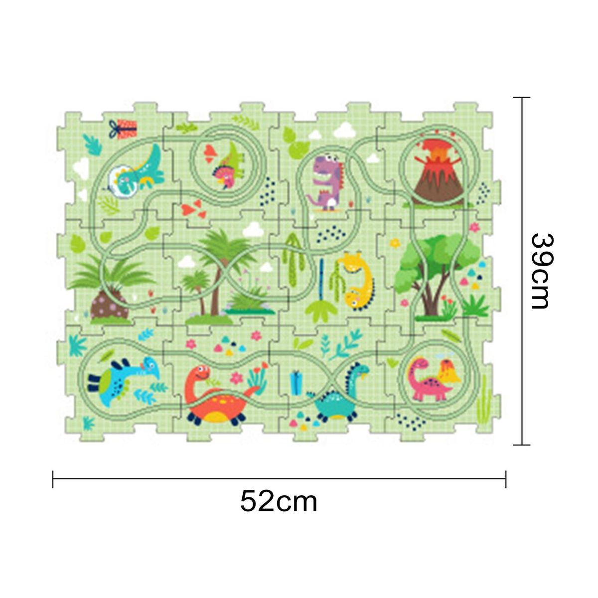 Racing Adventure Toy City Map Puzzle Rail Car Set Exciting for Kids Green