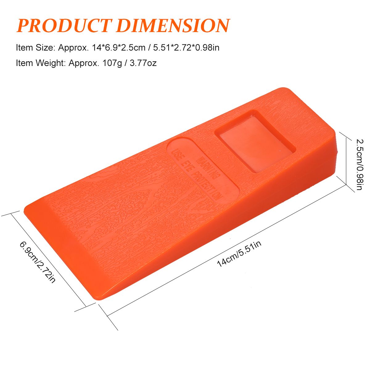 1Pc 14cm Orange Plastic Felling Wedge Felled Chock Tree