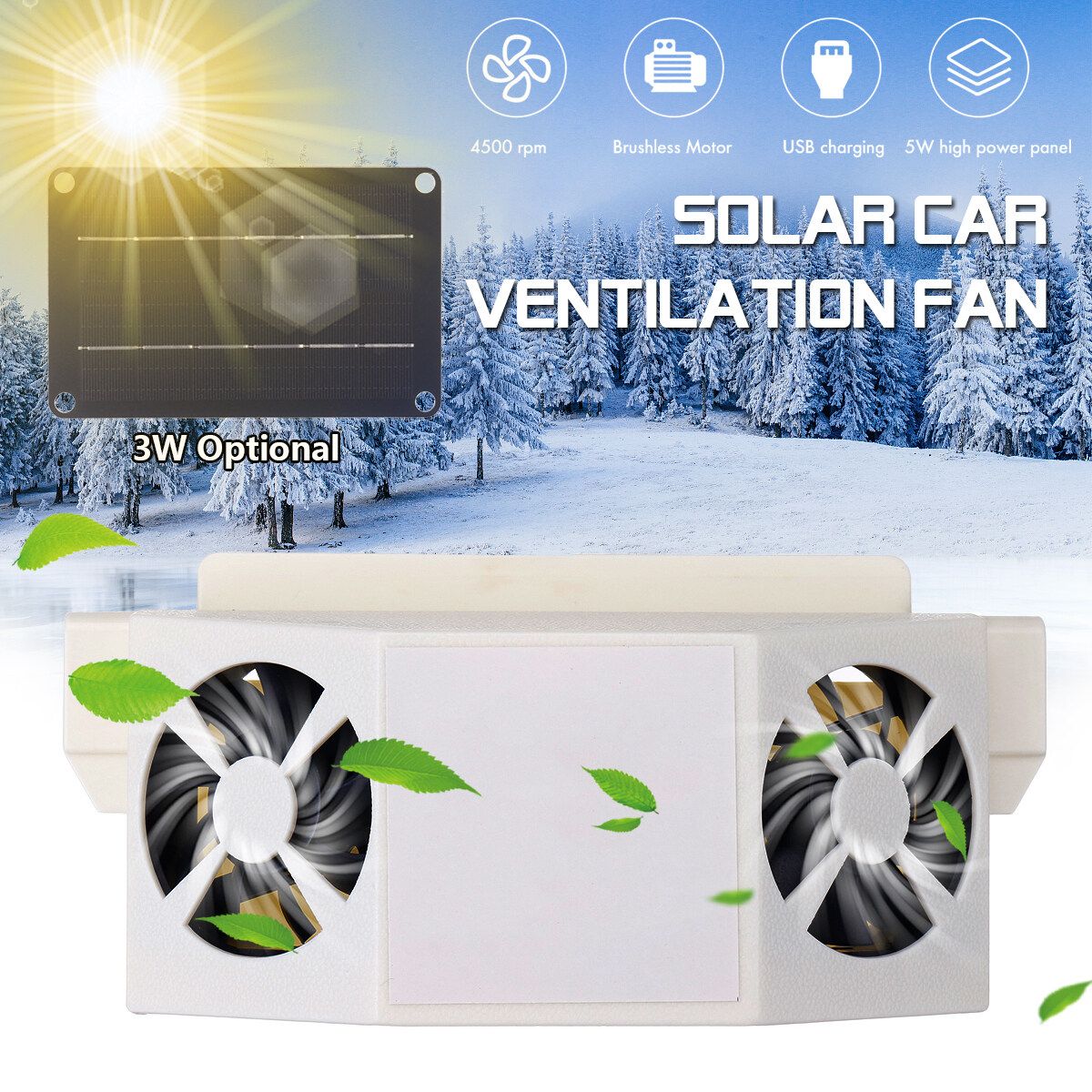 [With/Without Solar Panel] Solar Car Window Heat Powered Fan Ventilator Auto Cool Pets Air Vent Car Vehicle Van