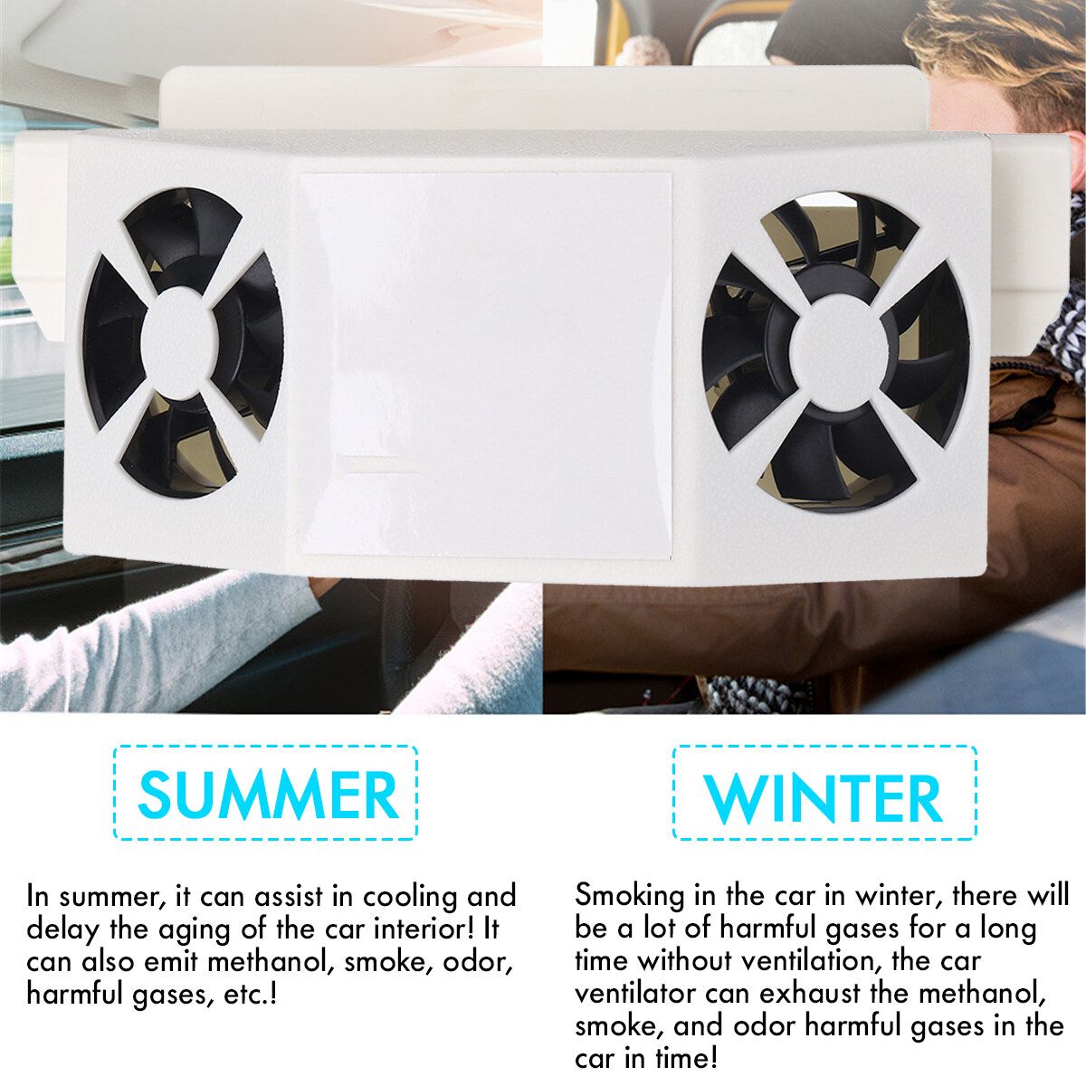 [With/Without Solar Panel] Solar Car Window Heat Powered Fan Ventilator Auto Cool Pets Air Vent Car Vehicle Van