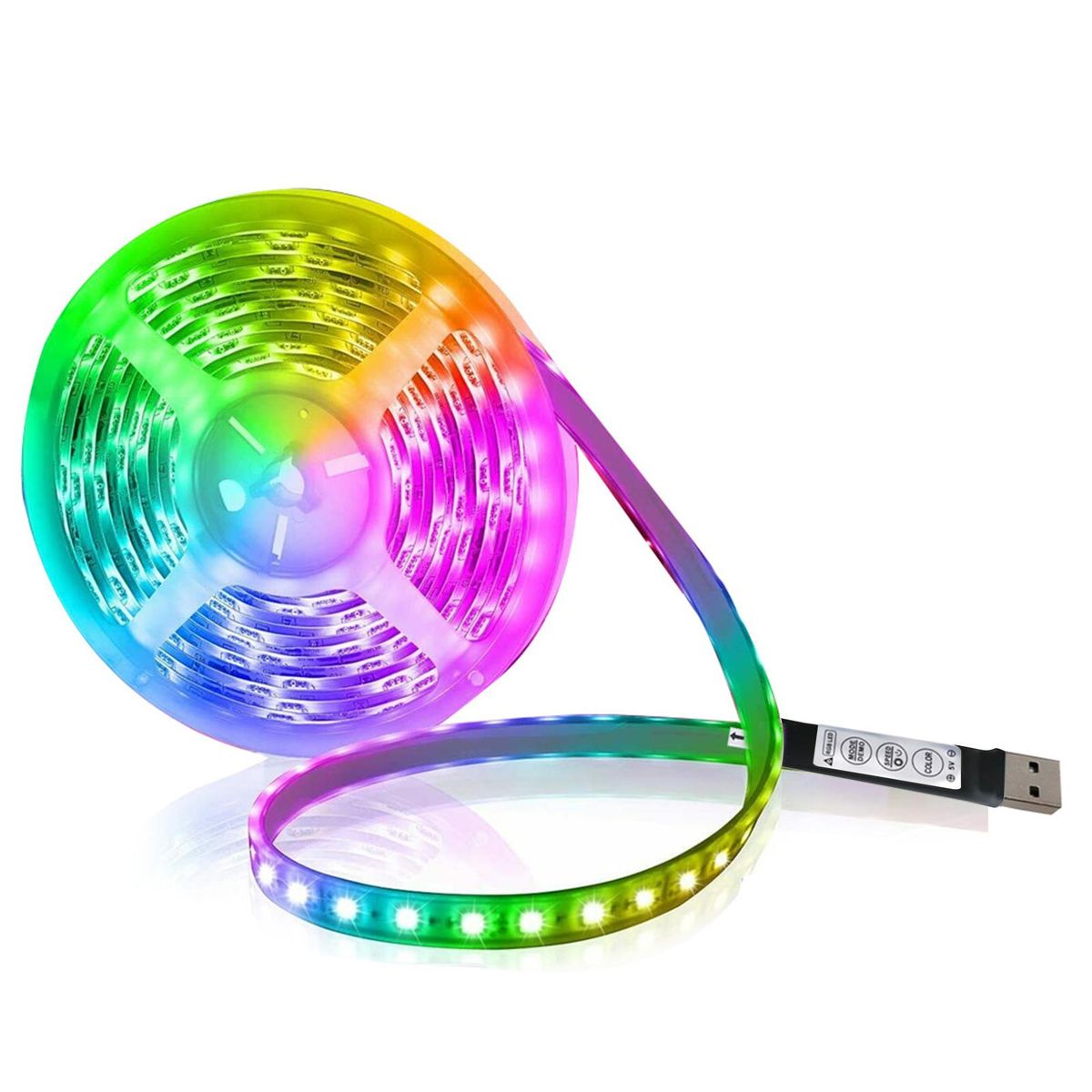 LEDs Strip Light Set USB RGB Flexible LEDs Rope Lighting Mini 3 Button Cuttable Self-adhesive LEDs Strips for Home Party Decoration Restaurant KTV Club DIY