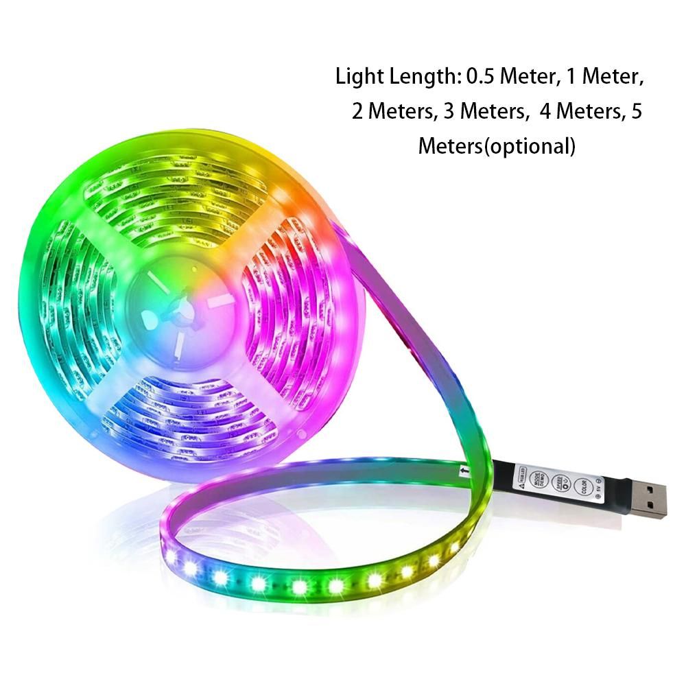 LEDs Strip Light Set USB RGB Flexible LEDs Rope Lighting Mini 3 Button Cuttable Self-adhesive LEDs Strips for Home Party Decoration Restaurant KTV Club DIY