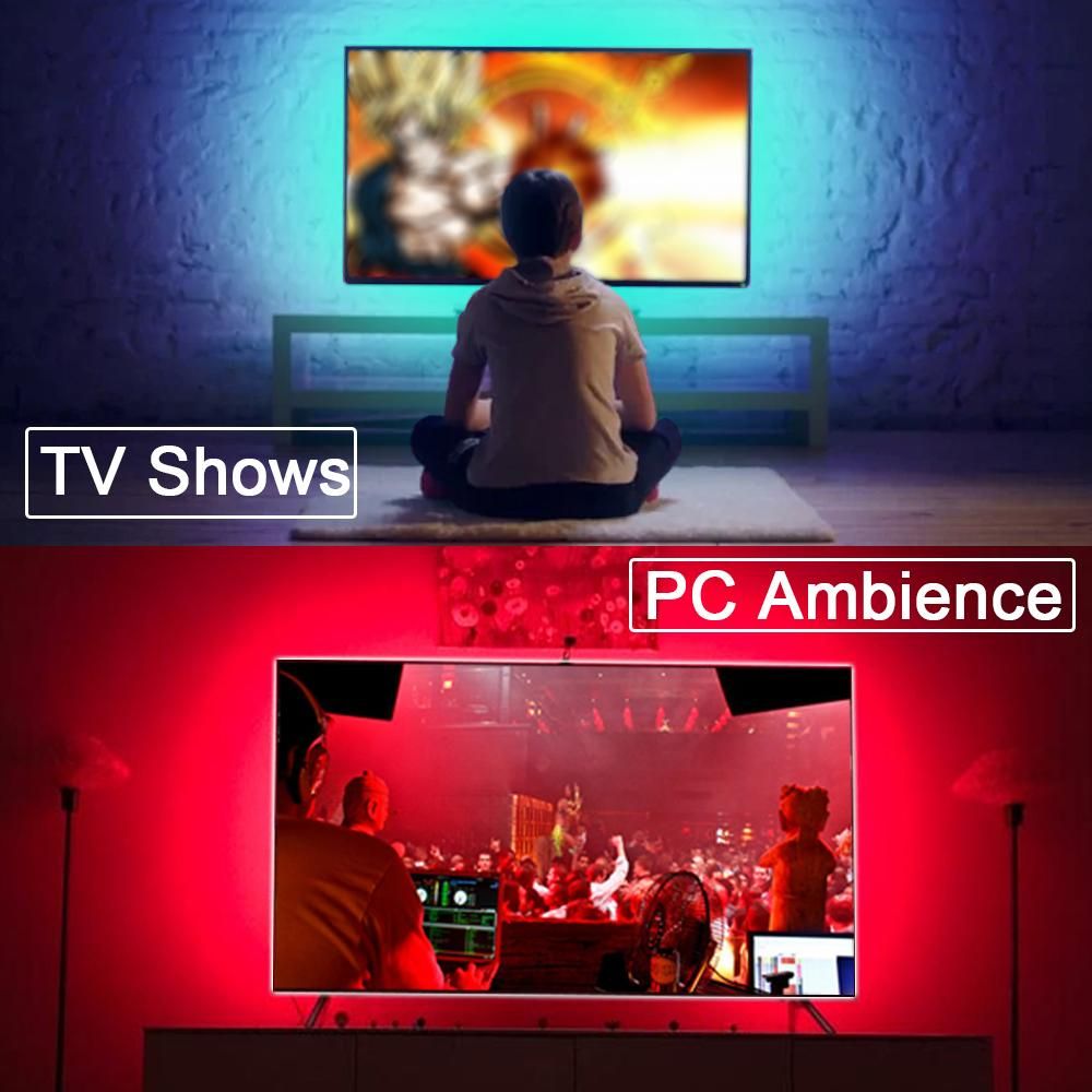 LEDs Strip Light Set USB RGB Flexible LEDs Rope Lighting Mini 3 Button Cuttable Self-adhesive LEDs Strips for Home Party Decoration Restaurant KTV Club DIY