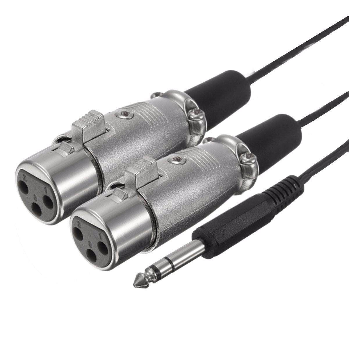 1/4'' 6.35mm Male TRS To Dual XLR Female Guitar Speaker Audio Splitter Y Cable