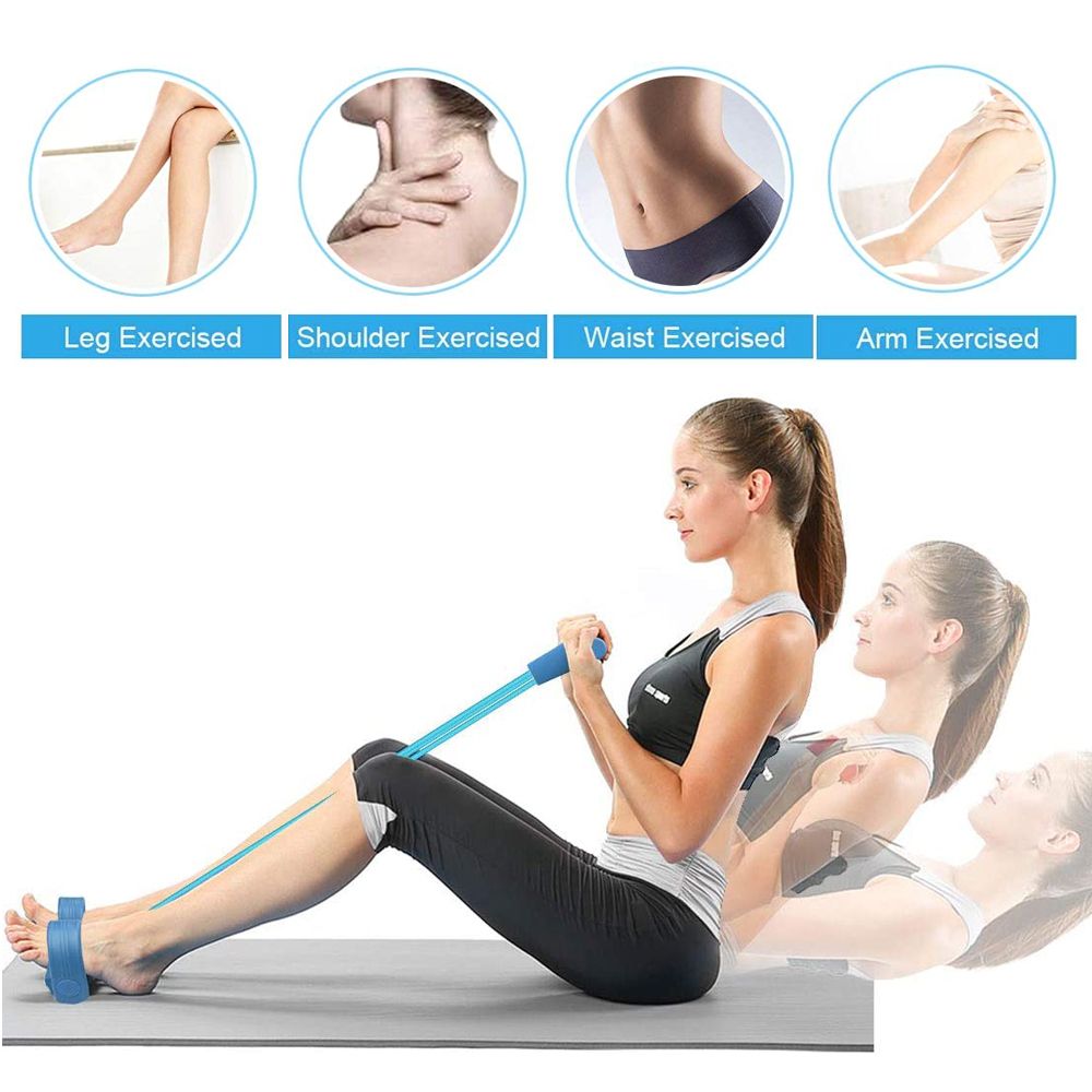 (Figure Eight Rally)4 Tube Pull Rope Fitness Elastic Bands Pedal Ankle Puller Abdominal Exerciser Home Gym Sport Sit Up Pull Rope Training Equipment WAR