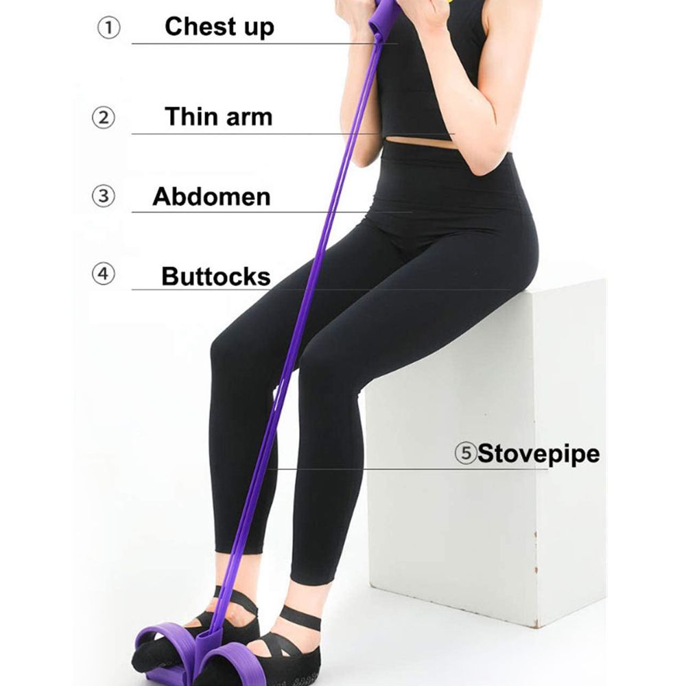 (Figure Eight Rally)4 Tube Pull Rope Fitness Elastic Bands Pedal Ankle Puller Abdominal Exerciser Home Gym Sport Sit Up Pull Rope Training Equipment WAR