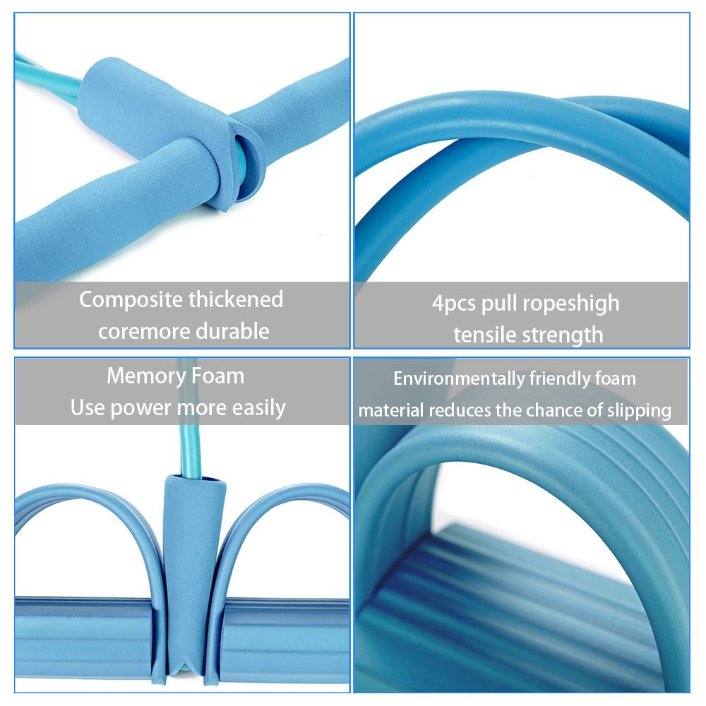 (Figure Eight Rally)4 Tube Pull Rope Fitness Elastic Bands Pedal Ankle Puller Abdominal Exerciser Home Gym Sport Sit Up Pull Rope Training Equipment WAR
