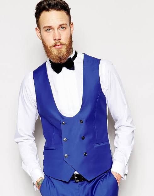 Men's Overlapped Waistcoat - Blue