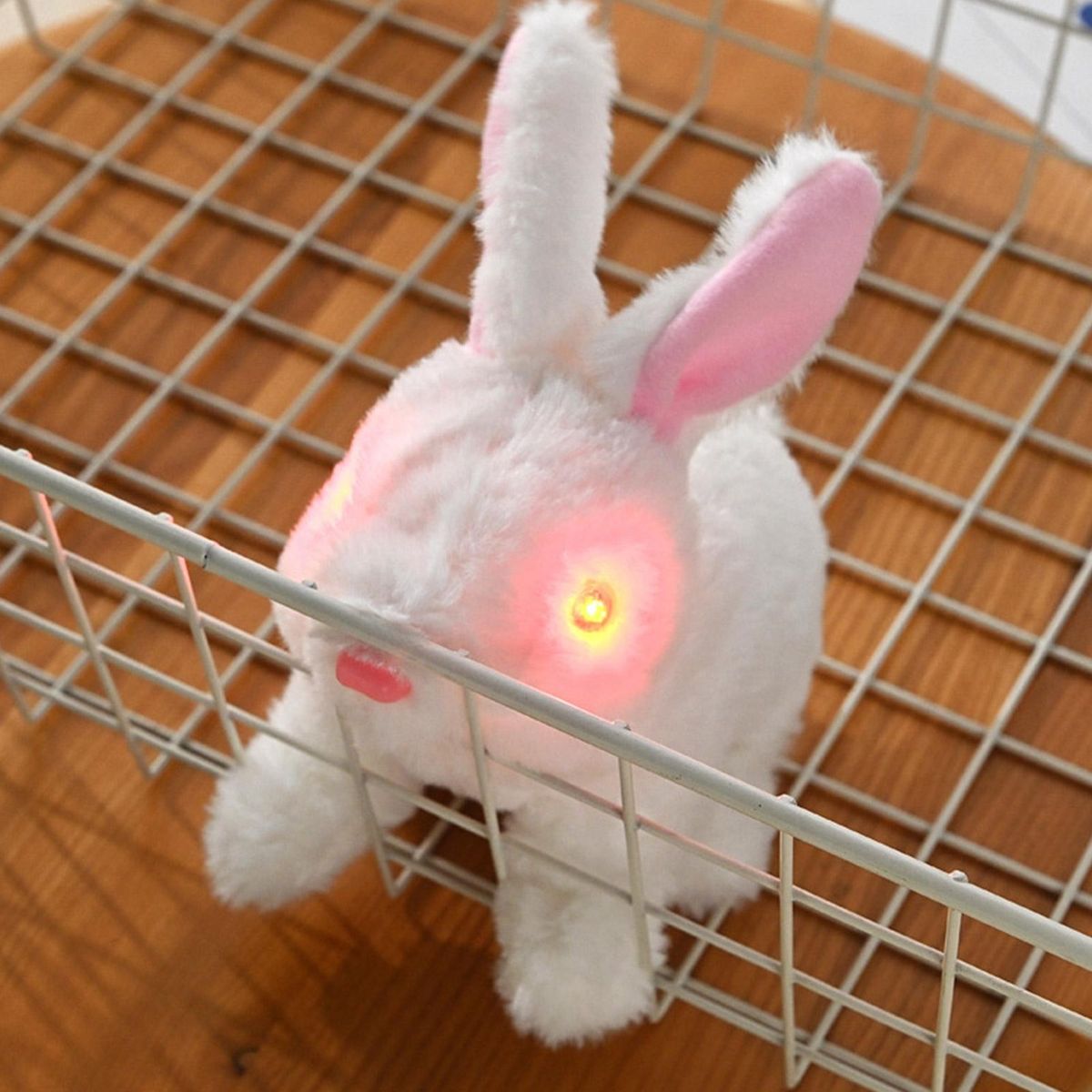 Bunny Toy Adorable Walking Bunny Plush Toy Battery-powered for Kids White