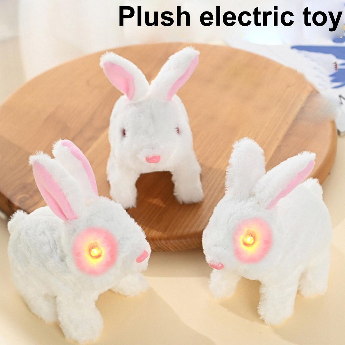 Bunny Toy Adorable Walking Bunny Plush Toy Battery-powered for Kids White