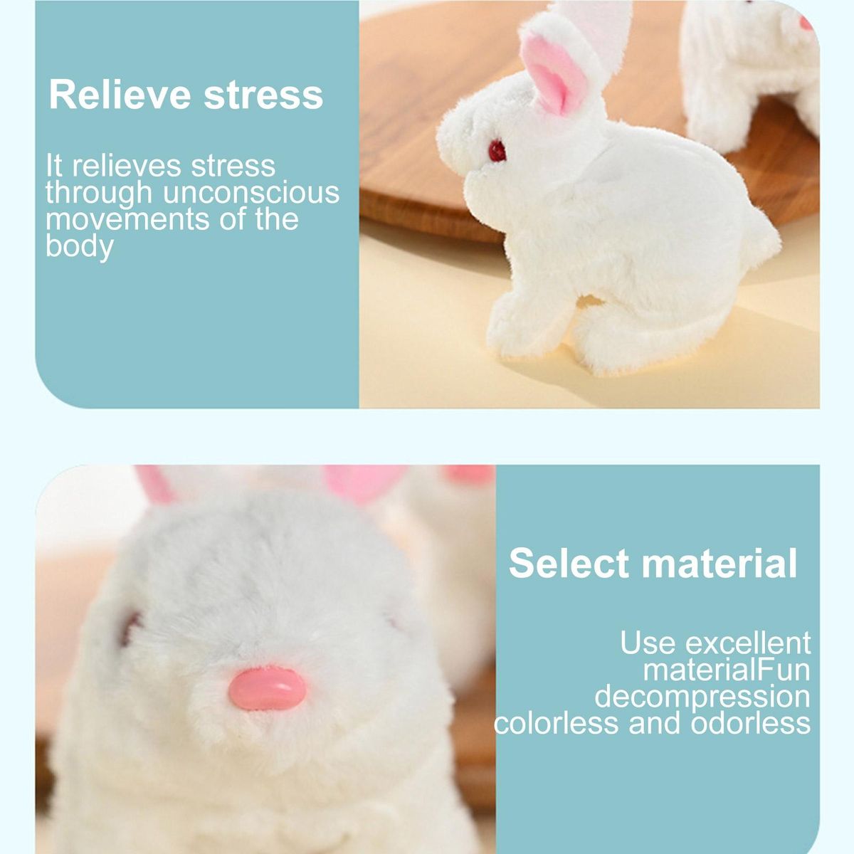 Bunny Toy Adorable Walking Bunny Plush Toy Battery-powered for Kids White