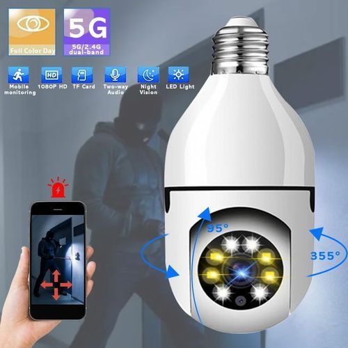 1080P PTZ Bulb Surveillance Camera WiFi Night Vision HD Tracking