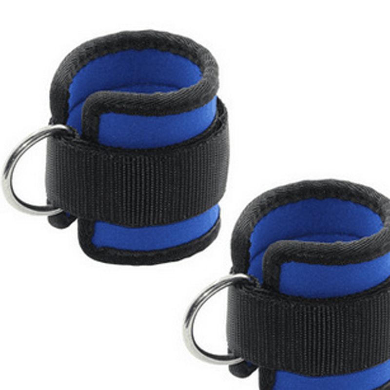 （Black）D-Ring Ankle Anchor Strap Belt Gym Cable Attachment Thigh Leg Strap Lifting Fitness Exer RA