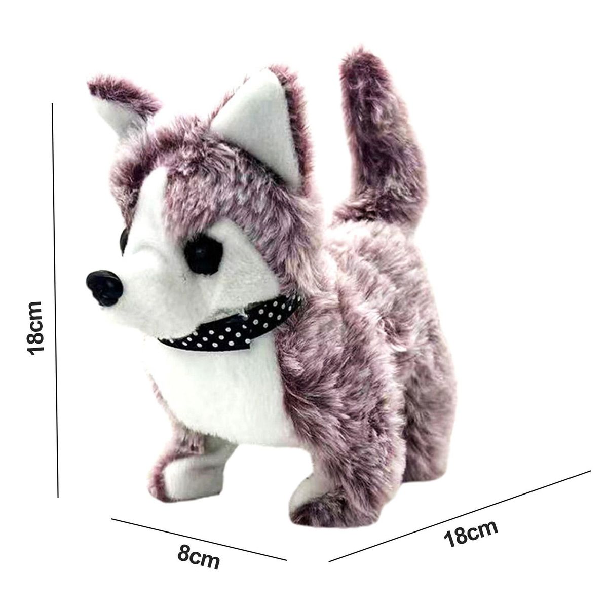 Electric Dog Plush Toy Husky Plush Toy Walking Wagging Tail for Kids Brown