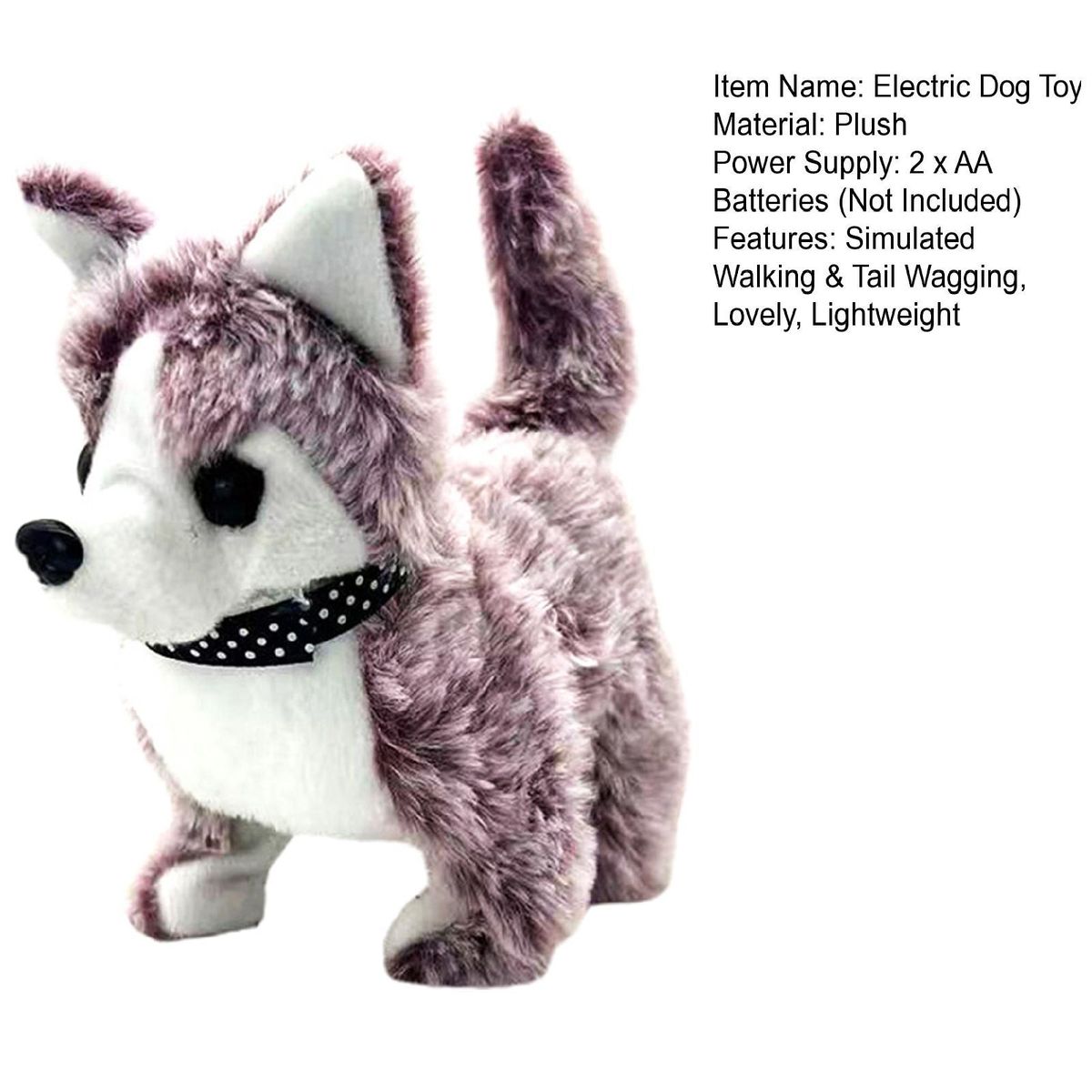Electric Dog Plush Toy Husky Plush Toy Walking Wagging Tail for Kids Brown