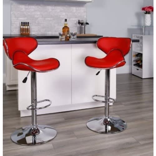 Adjustable Height Bar Stool - Set Of 2 - Red