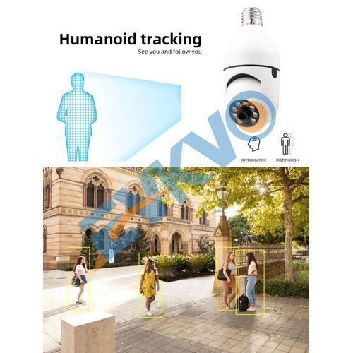 3MP PTZ Wifi IP Mini Camera E27 Bulb Security Surveillance Smart Home Monitoring CCTV LED IR Light