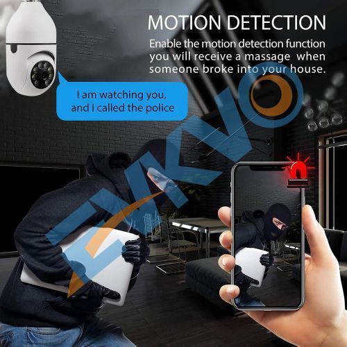 3MP PTZ Wifi IP Mini Camera E27 Bulb Security Surveillance Smart Home Monitoring CCTV LED IR Light