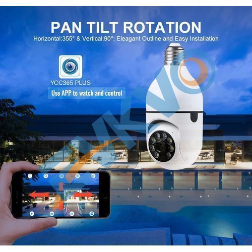 3MP PTZ Wifi IP Mini Camera E27 Bulb Security Surveillance Smart Home Monitoring CCTV LED IR Light