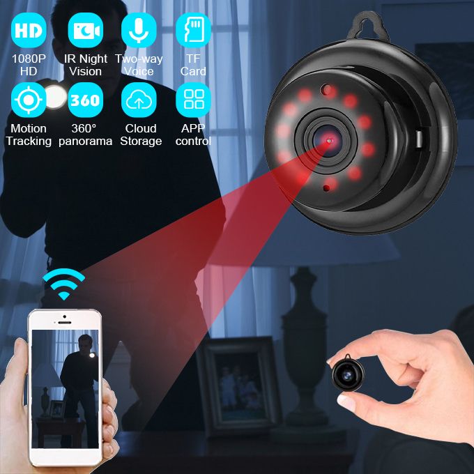 Mini Wireless WiFi Spy Security Camera 1080P IR Night Vision