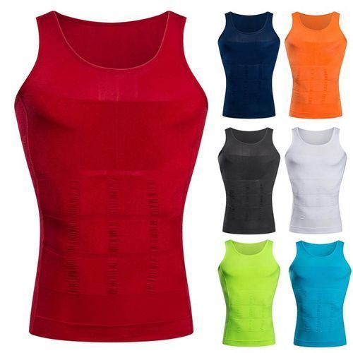 Men Stretchy Firm Tummy Vest Undershirt Slimming Gray