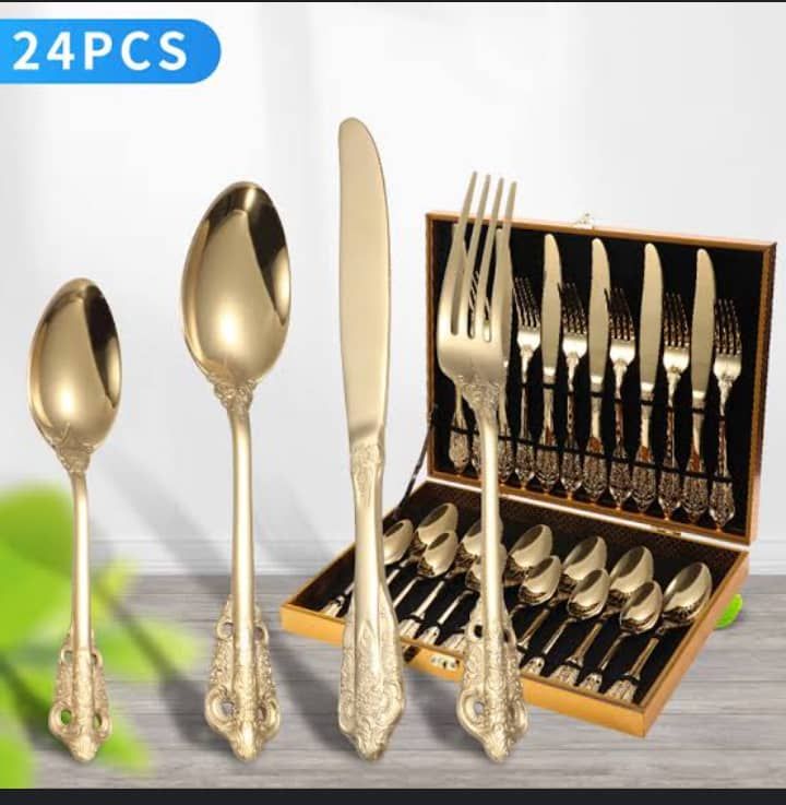 24 Pieces/ Set Of Luxury Cutlery (Golden)