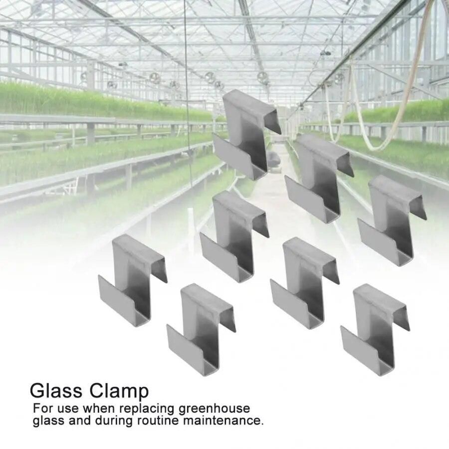 50pcs Stainless Steel Greenhouse Overlap S Clips Durable Glass Frame Fixing Clamp Adjustable Glass Handrails Holder Glass Clamp