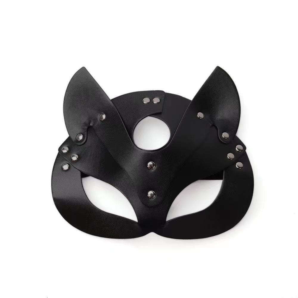 Fun women's leather bra with alternative binding and binding female clothing, adult fox mask set