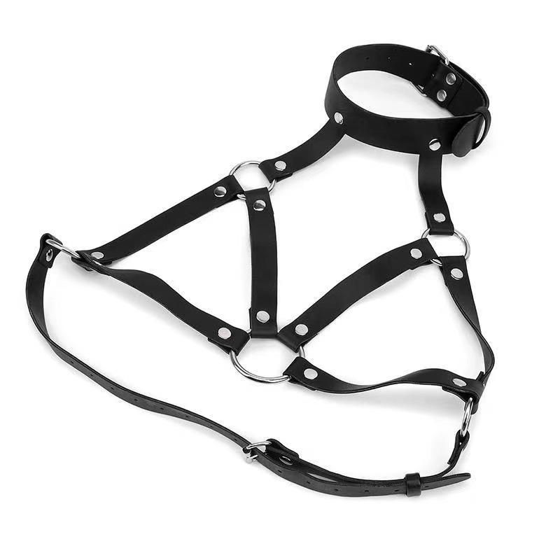 Fun women's leather bra with alternative binding and binding female clothing, adult fox mask set