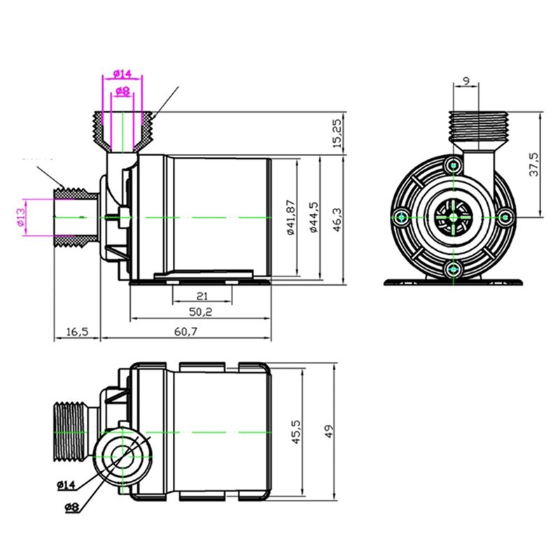 800L/H 5M DC 24V Home Portable Brushless Motor Submersible Water Pump for Cooling System Fountains Heater Mini